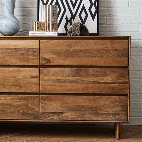 six drawer wood dresser